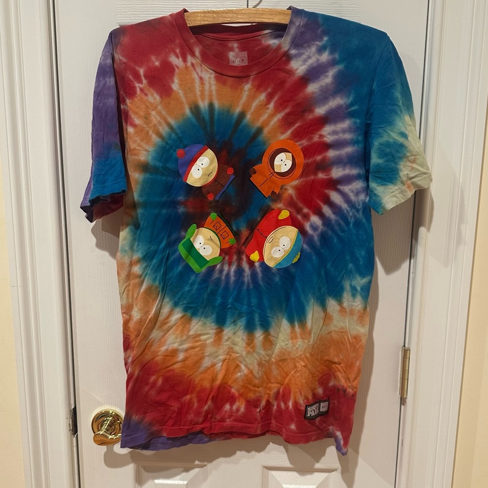 HUF x South Park Colorful Tie-Dye Graphic T-Shirt, Size Medium